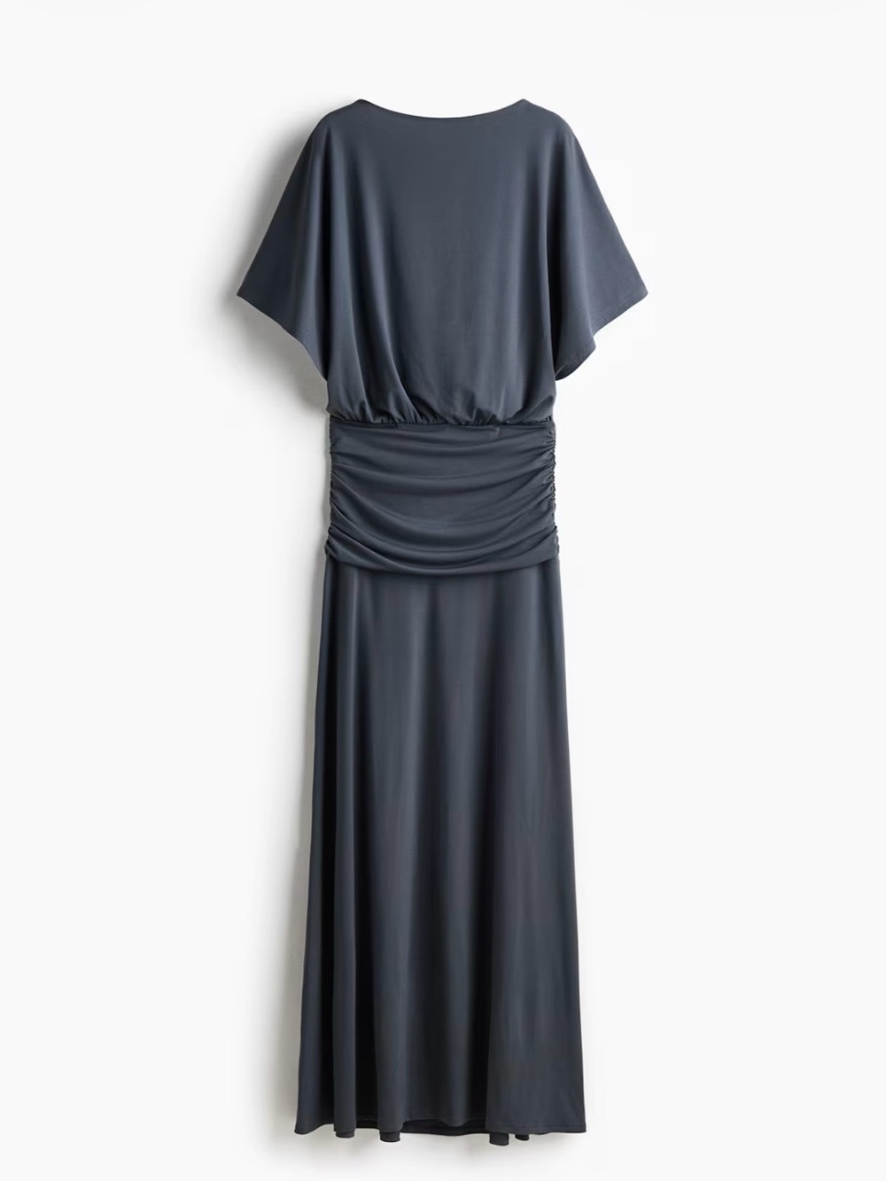 H&M Charcoal Gray Draped Dress with Ruched Waist